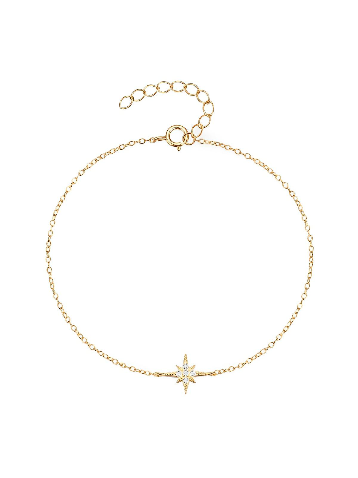 Bracelet femme argent 925, étoile zircon, chaîne fine ajustable, style minimaliste, bijou tendance quotidien, modèle Emmie - Bracelet - Or