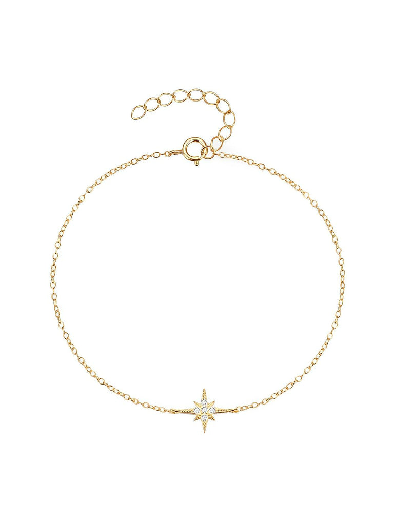 Bracelet femme argent 925, étoile zircon, chaîne fine ajustable, style minimaliste, bijou tendance quotidien, modèle Emmie - Bracelet - Or