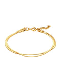 Bracelet femme doré, double chaîne maille serpent, en titane plaqué or, style herringbone, réglable, modèle Arline - Bracelet - Or