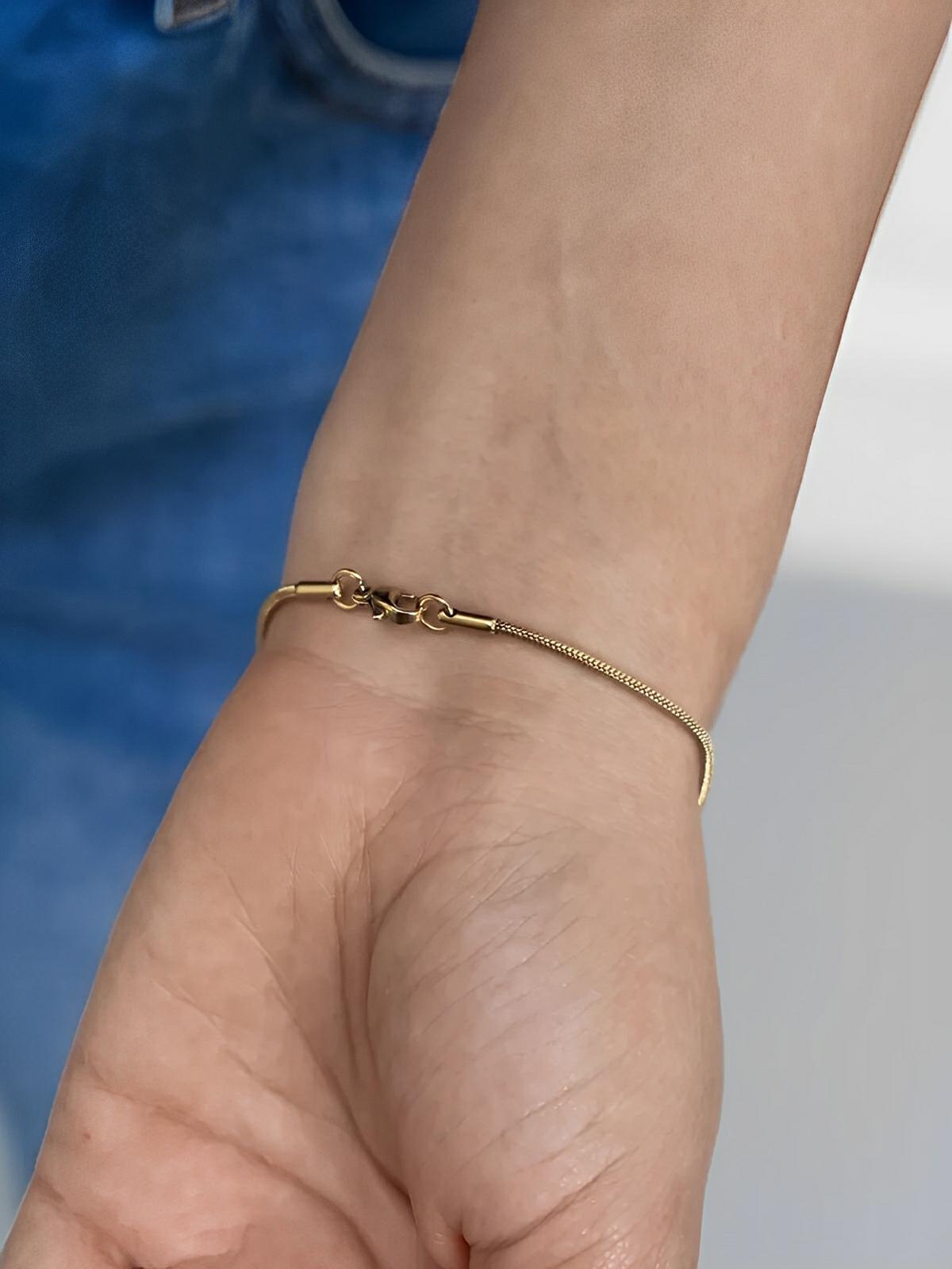 Bracelet fin serpent, acier inoxydable, plaqué or, unisexe, modèle Lydia - Bracelet - Or XS