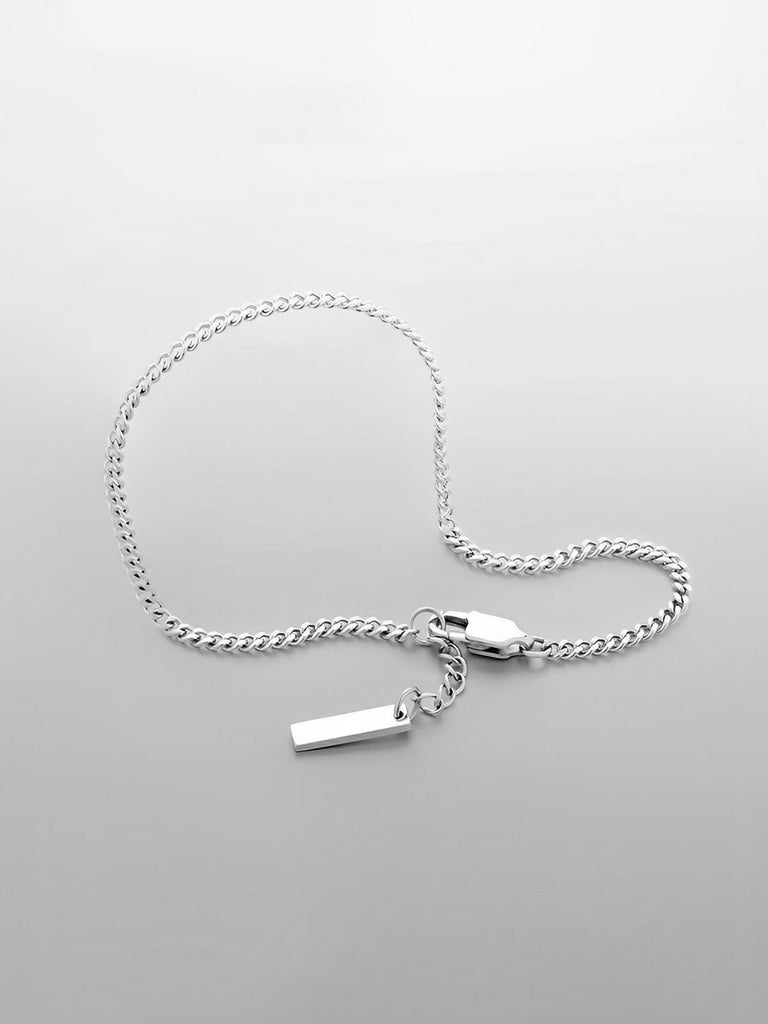Bracelet homme, acier inoxydable, chaîne cubaine, waterproof, style minimaliste, modèle Éthan - Bracelet - Argent XS