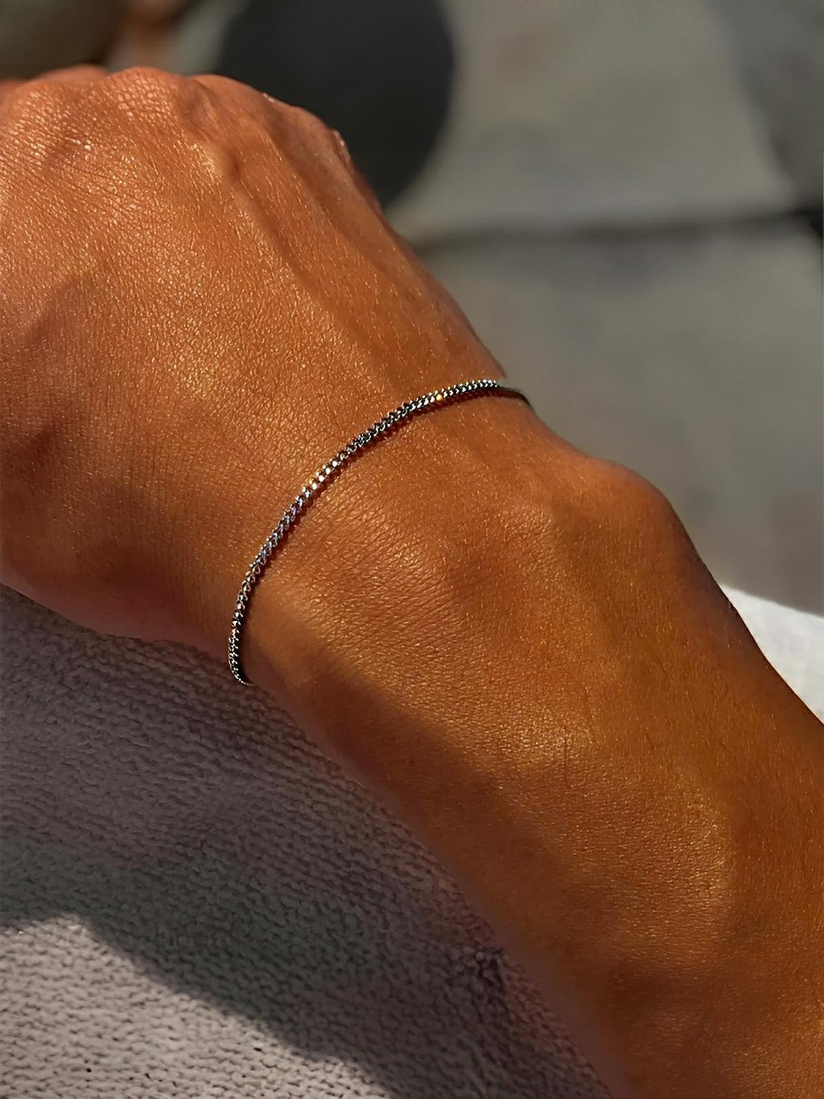 Bracelet homme, acier inoxydable, chaîne cubaine, waterproof, style minimaliste, modèle Éthan - Bracelet - Argent XS