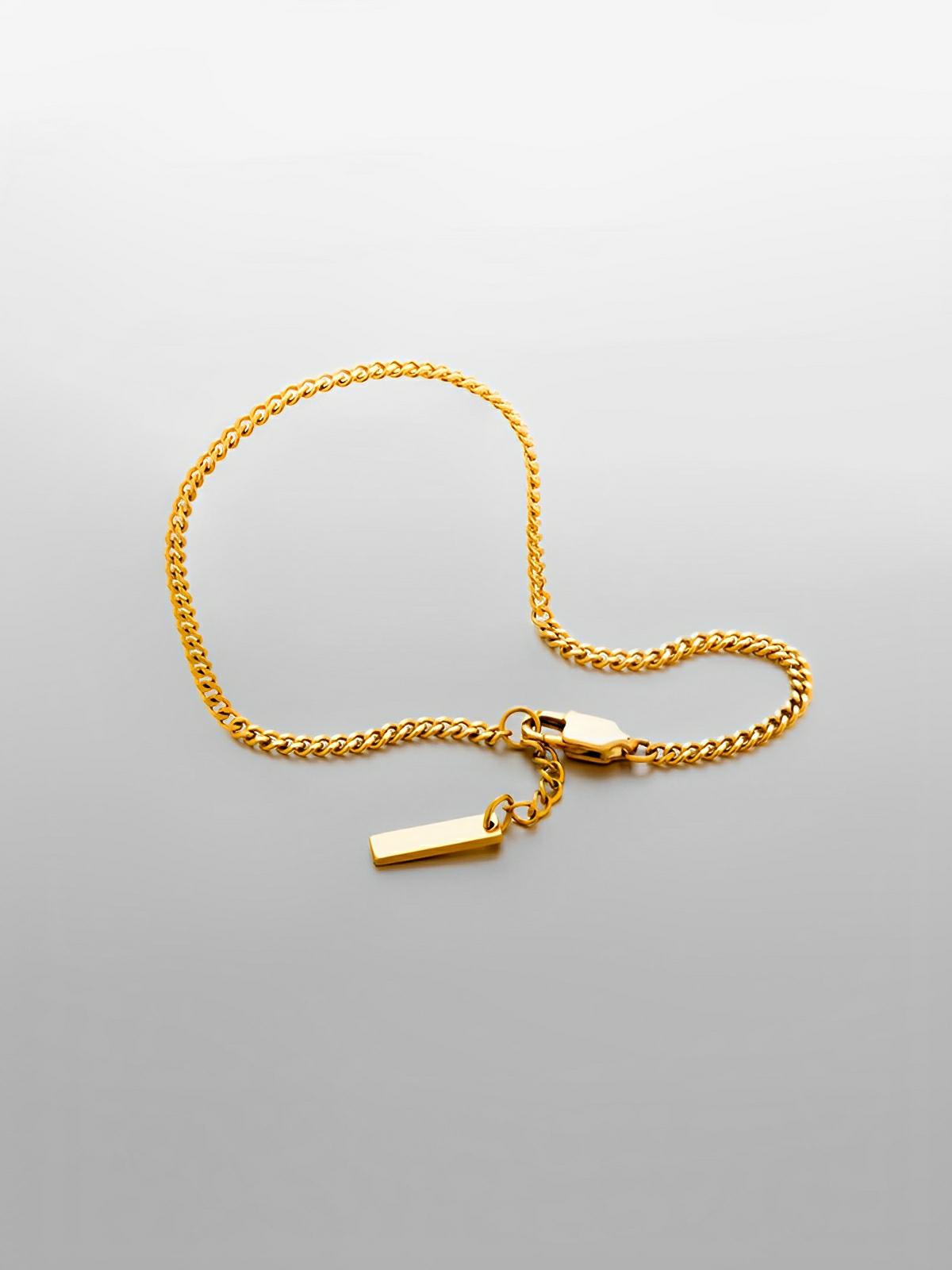 Bracelet homme, acier inoxydable, chaîne cubaine, waterproof, style minimaliste, modèle Éthan - Bracelet - Or XS