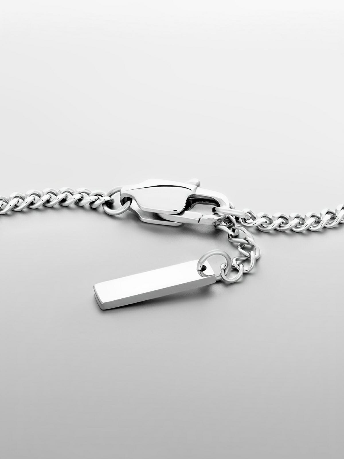 Bracelet homme, acier inoxydable, chaîne cubaine, waterproof, style minimaliste, modèle Éthan - Bracelet - Argent XS