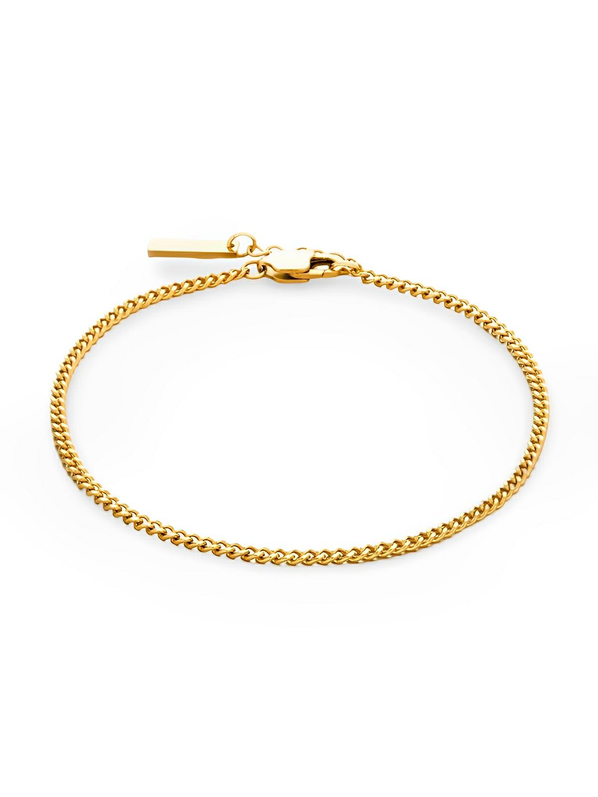 Bracelet homme, acier inoxydable, chaîne cubaine, waterproof, style minimaliste, modèle Éthan - Bracelet - Or XS
