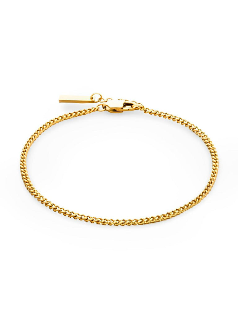 Bracelet homme, acier inoxydable, chaîne cubaine, waterproof, style minimaliste, modèle Éthan - Bracelet - Or XS