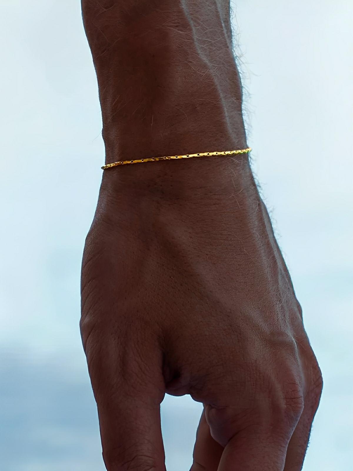 Bracelet homme en acier inoxydable, chaîne câble fine, waterproof, réglable, style moderne, modèle Roan - Bracelet - Or XS