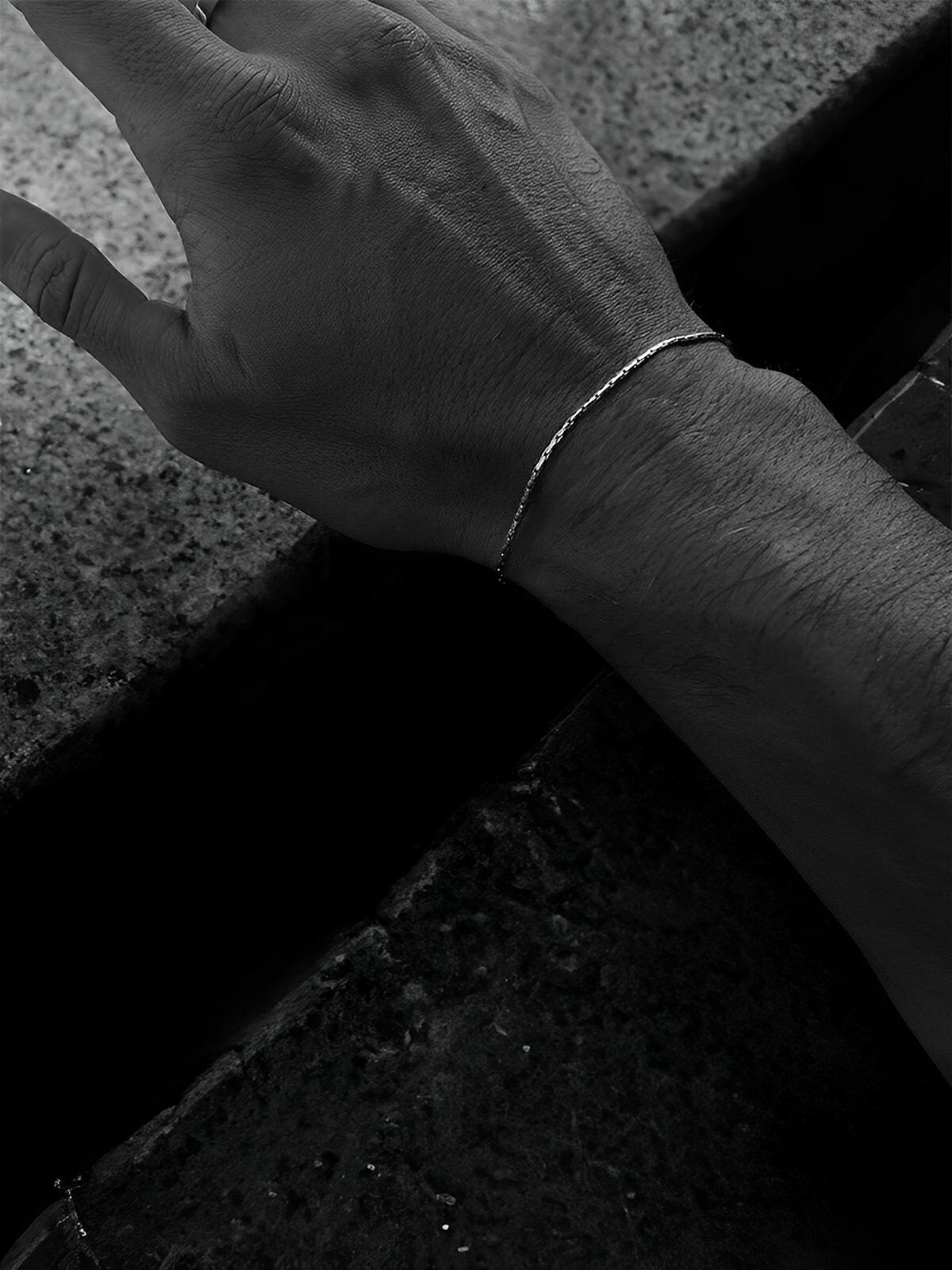Bracelet homme en acier inoxydable, chaîne câble fine, waterproof, réglable, style moderne, modèle Roan - Bracelet - Argent XS