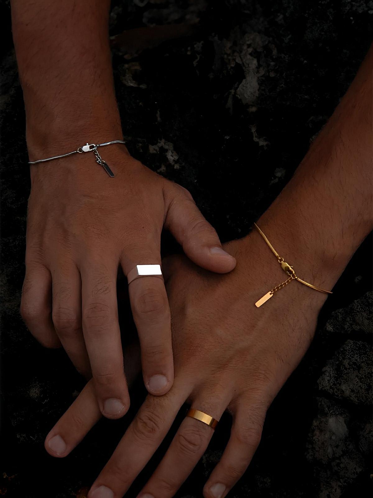 Bracelet homme en acier inoxydable, chaîne serpent, style urbain, bijou minimaliste, modèle Romario - Bracelet - Argent XS
