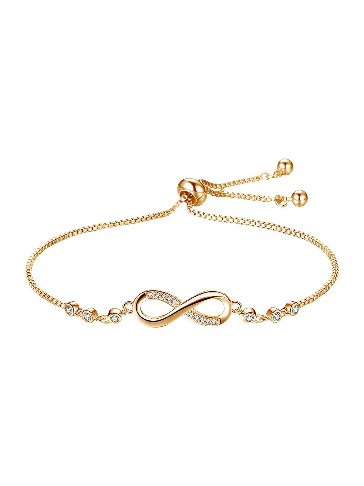 Bracelet infini femme, ajustable, en argent 925, zircons brillants, bijou fantaisie, modèle Donatienne - Bracelet - Or