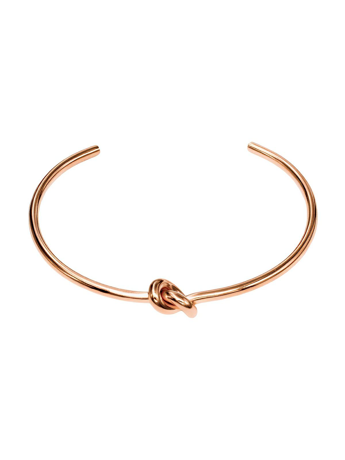 Bracelet jonc cœur en titane, motif nœud, finition or, modèle Enora - Bracelet - Or rosé