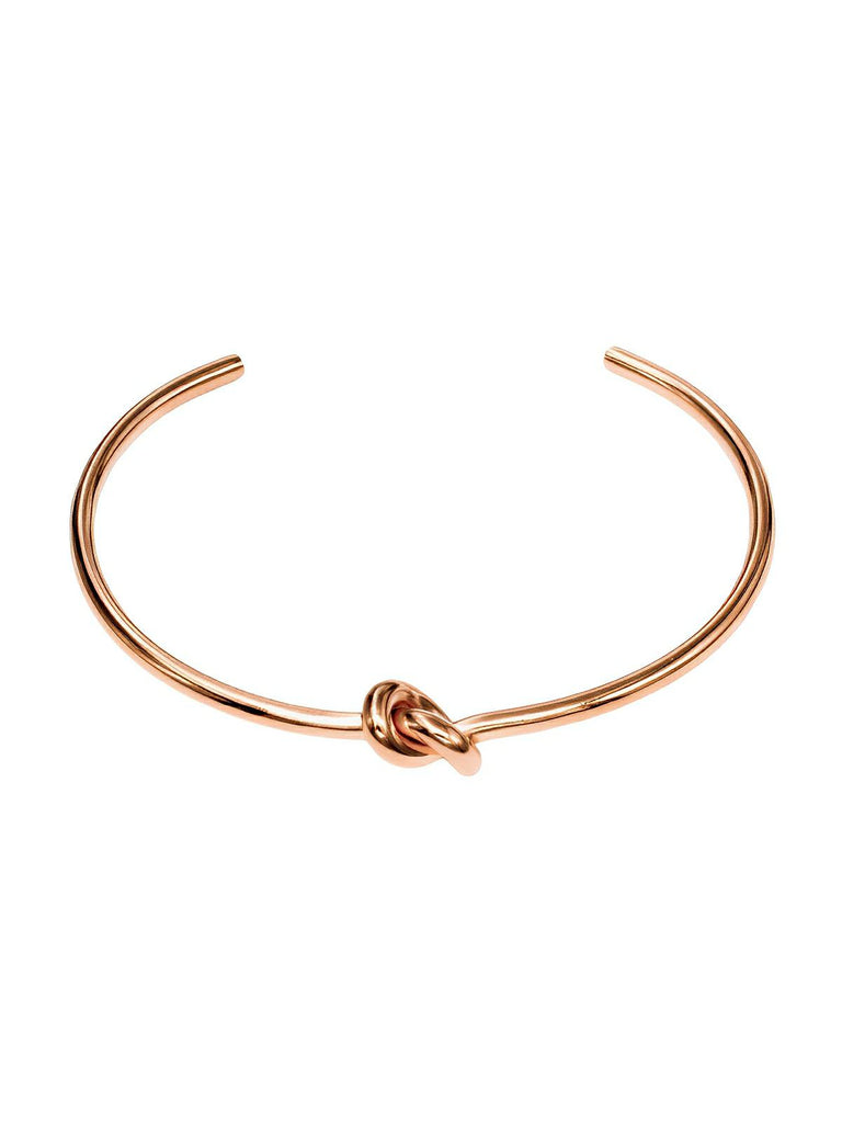 Bracelet jonc cœur en titane, motif nœud, finition or, modèle Enora - Bracelet - Or rosé
