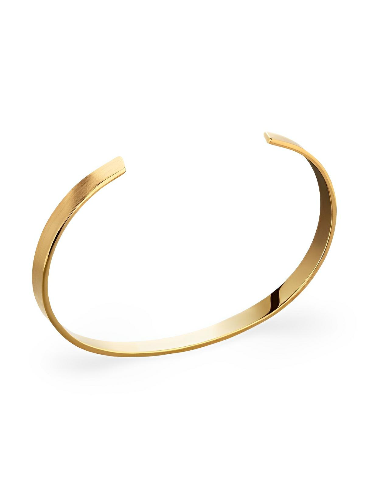 Bracelet jonc ouvert en acier inoxydable, finition brillante, design moderne, waterproof, modèle Luigi - Bracelet - Or 5 mm