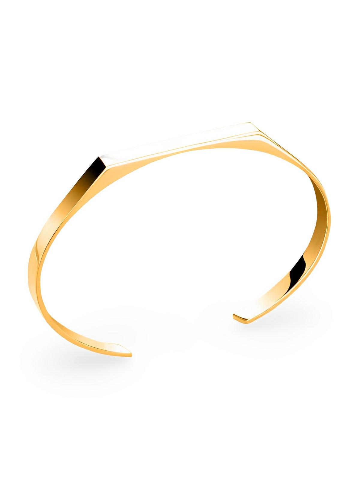 Bracelet jonc rigide géométrique, en acier inoxydable, finition miroir, minimaliste, modèle Dako - Bracelet - Or S - M