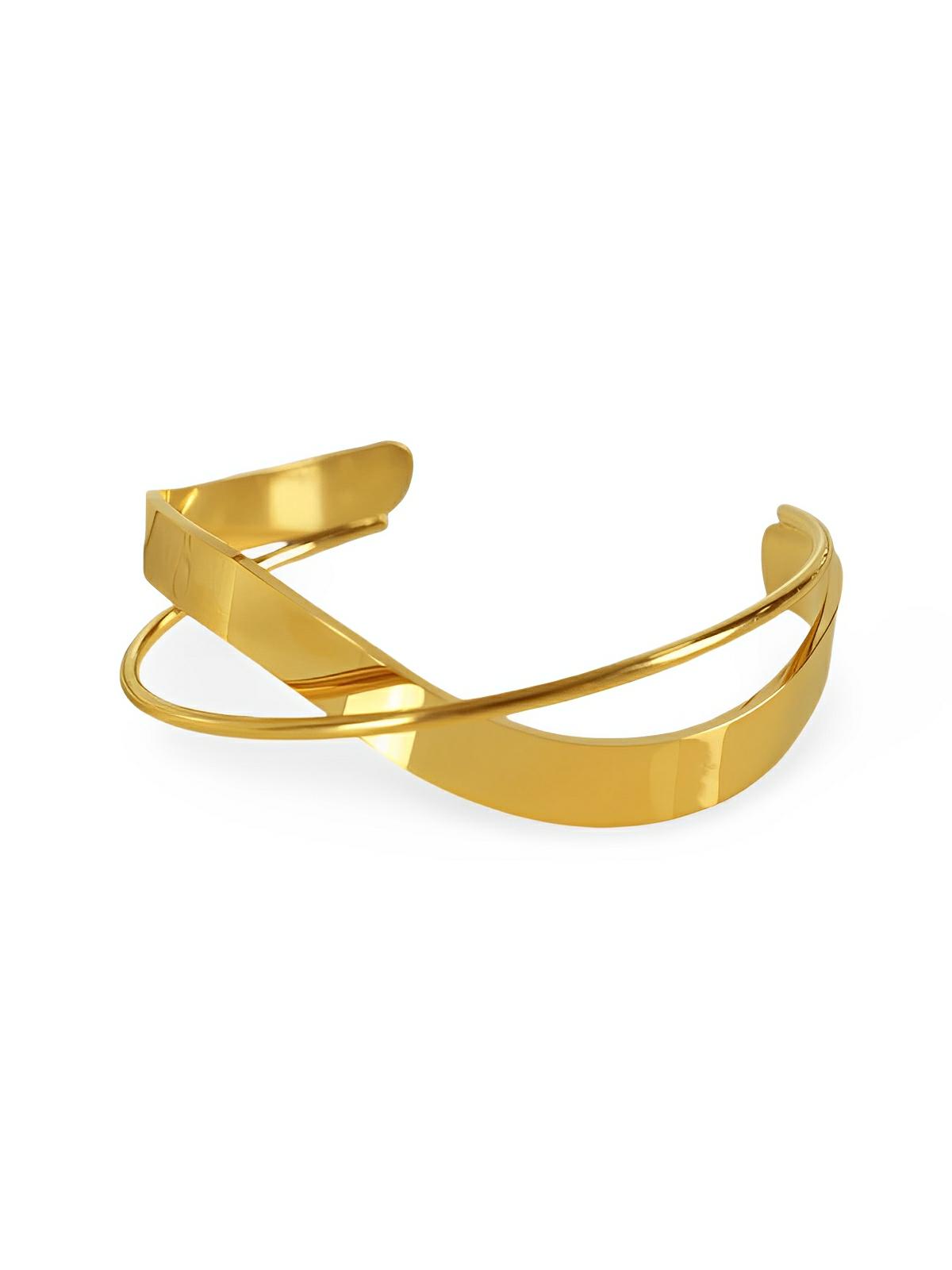 Bracelet ouvert acier, design irrégulier, style géométrique, minimaliste, OL moderne, mode urbaine, modèle Olympe - Bracelet - Or