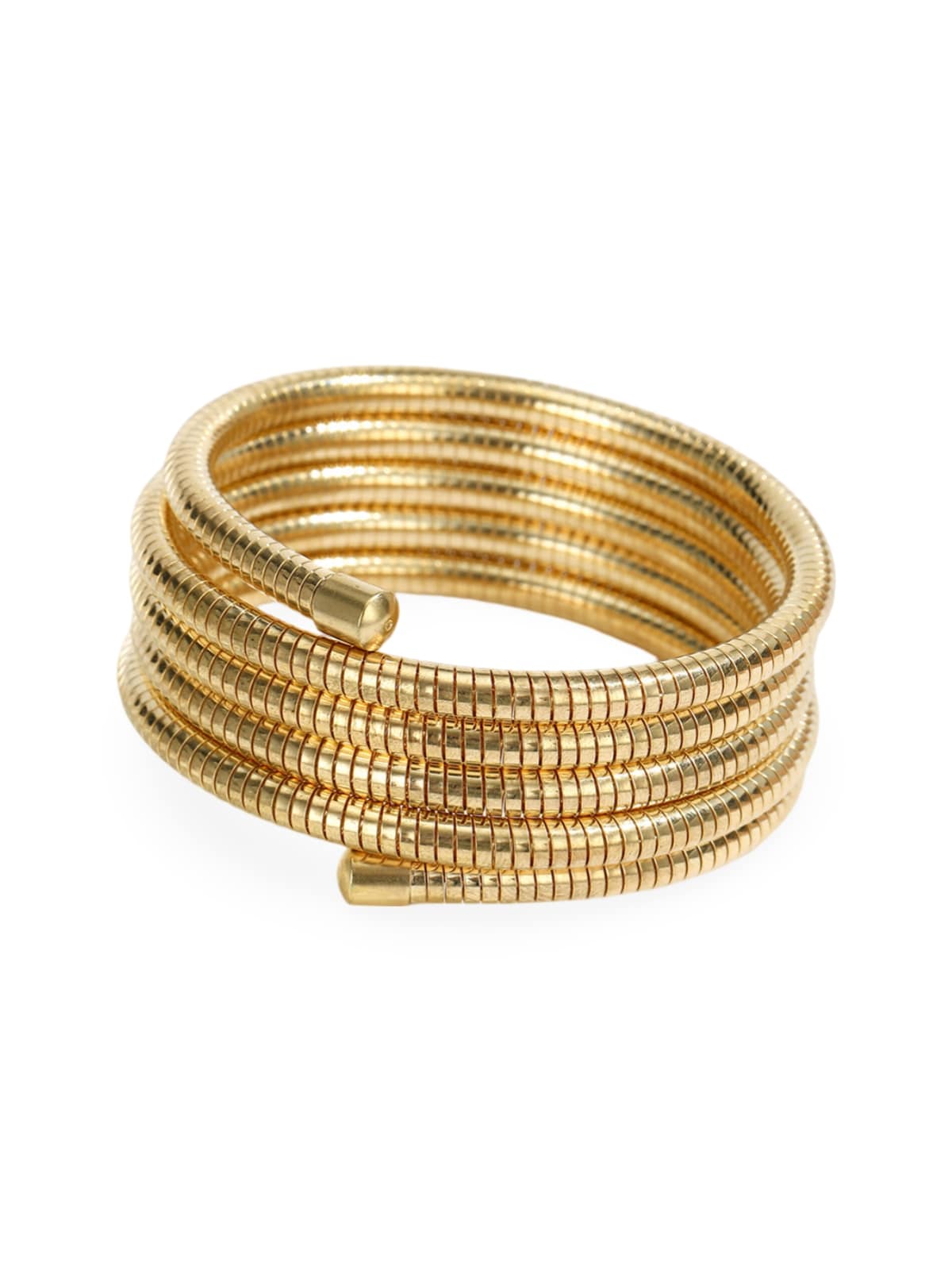 Bracelet ressort doré, acier inoxydable, multi rangs, style minimaliste, sans fermoir ajustable, modèle Chrystelle - Bracelet - Or