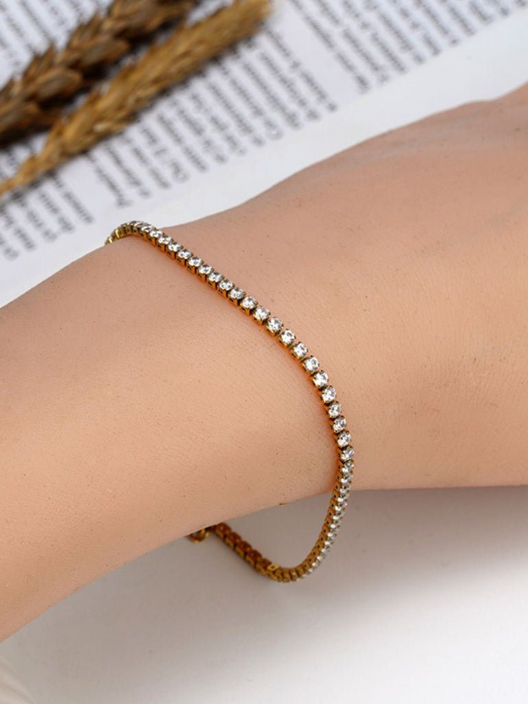 Bracelet tennis femme, or blanc, zircon scintillant, style luxe, fermoir sécurisé, modèle Larissa - Bracelet - Or