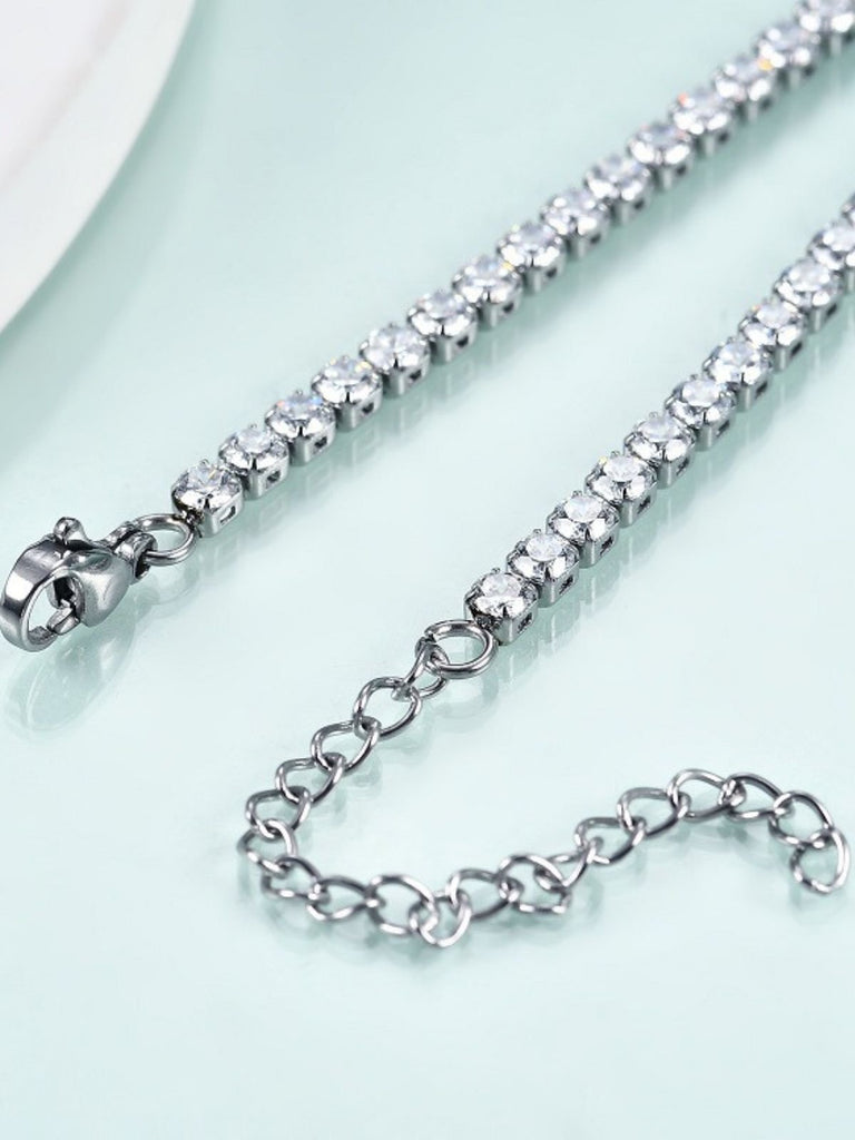 Bracelet tennis femme, or blanc, zircon scintillant, style luxe, fermoir sécurisé, modèle Larissa - Bracelet - Argent