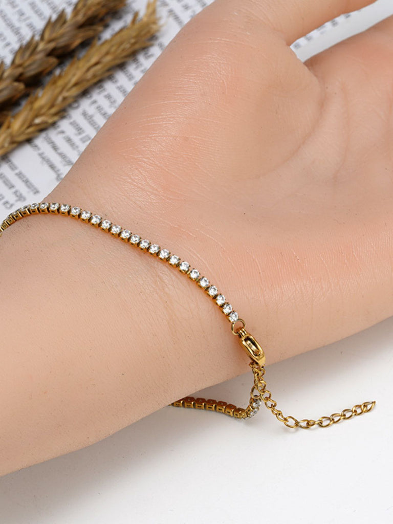 Bracelet tennis femme, or blanc, zircon scintillant, style luxe, fermoir sécurisé, modèle Larissa - Bracelet - Argent