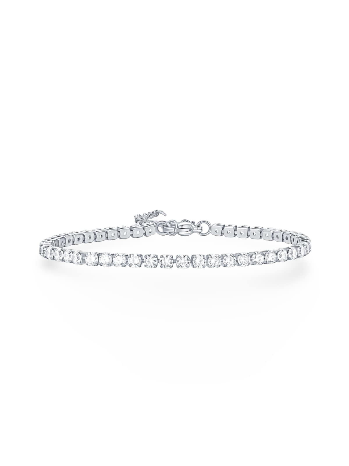 Bracelet tennis femme, or blanc, zircon scintillant, style luxe, fermoir sécurisé, modèle Larissa - Bracelet - Argent
