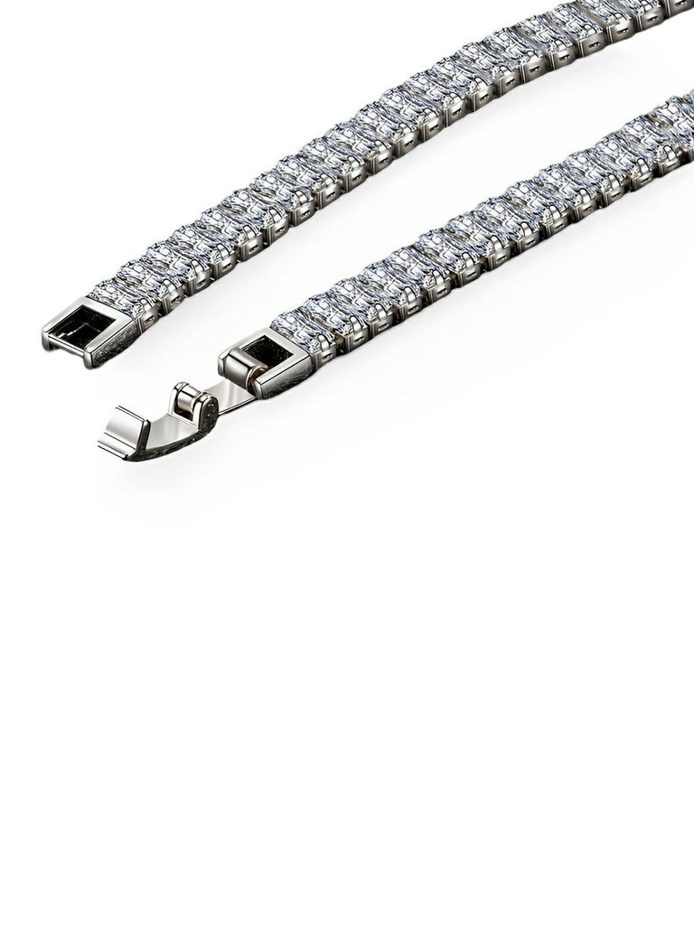 Bracelet zircon, chaîne tennis, bijou raffiné, femme moderne, cadeau brillant, modèle Emmy - Bracelet - Argent XS