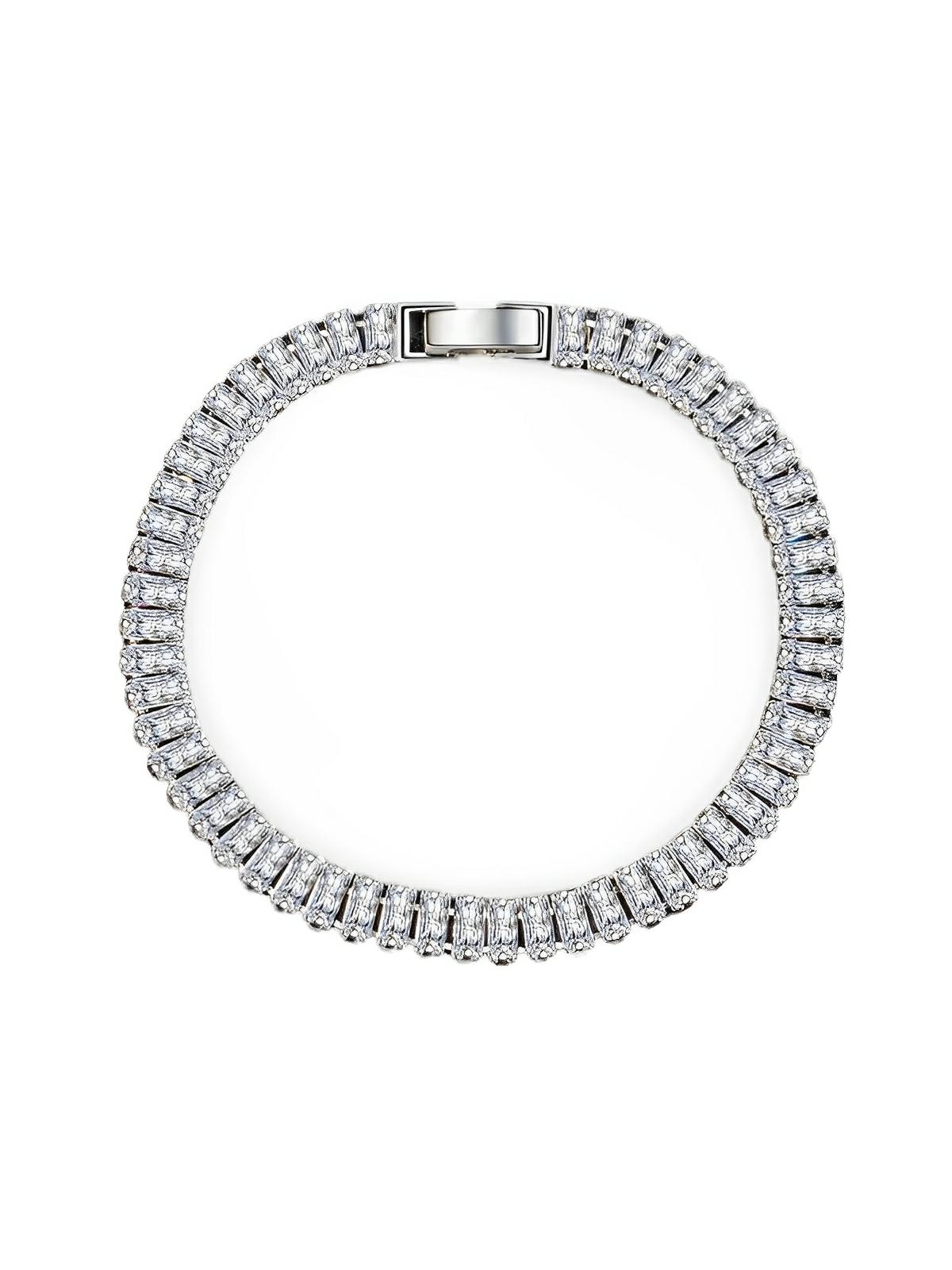 Bracelet zircon, chaîne tennis, bijou raffiné, femme moderne, cadeau brillant, modèle Emmy - Bracelet - Argent XS