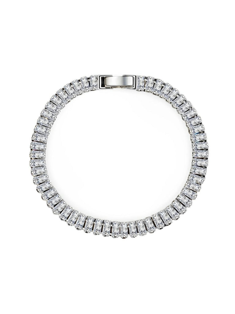 Bracelet zircon, chaîne tennis, bijou raffiné, femme moderne, cadeau brillant, modèle Emmy - Bracelet - Argent XS
