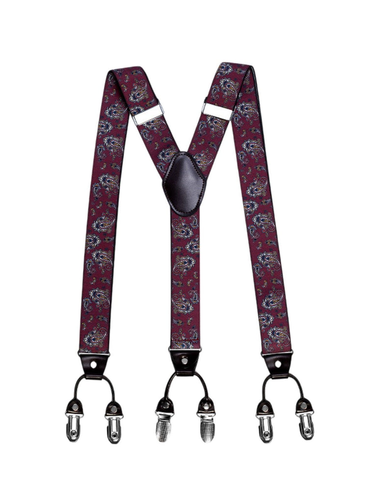 Bretelles homme, style européen, forme Y, double pinces métal, cuir véritable, bande élastique, réglable, motif losange, tenue habillée, accessoire pantalon, modèle Bertrand - Bretelles - Style 11
