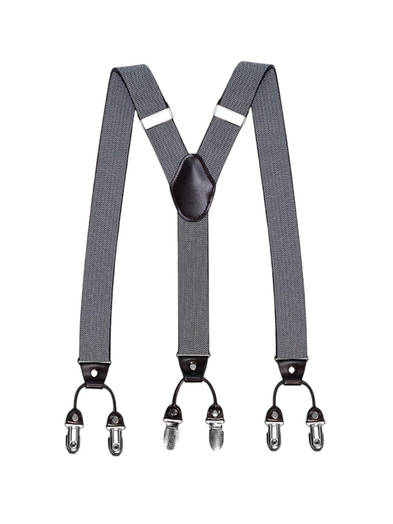 Bretelles homme, style européen, forme Y, double pinces métal, cuir véritable, bande élastique, réglable, motif losange, tenue habillée, accessoire pantalon, modèle Bertrand - Bretelles - Style 5