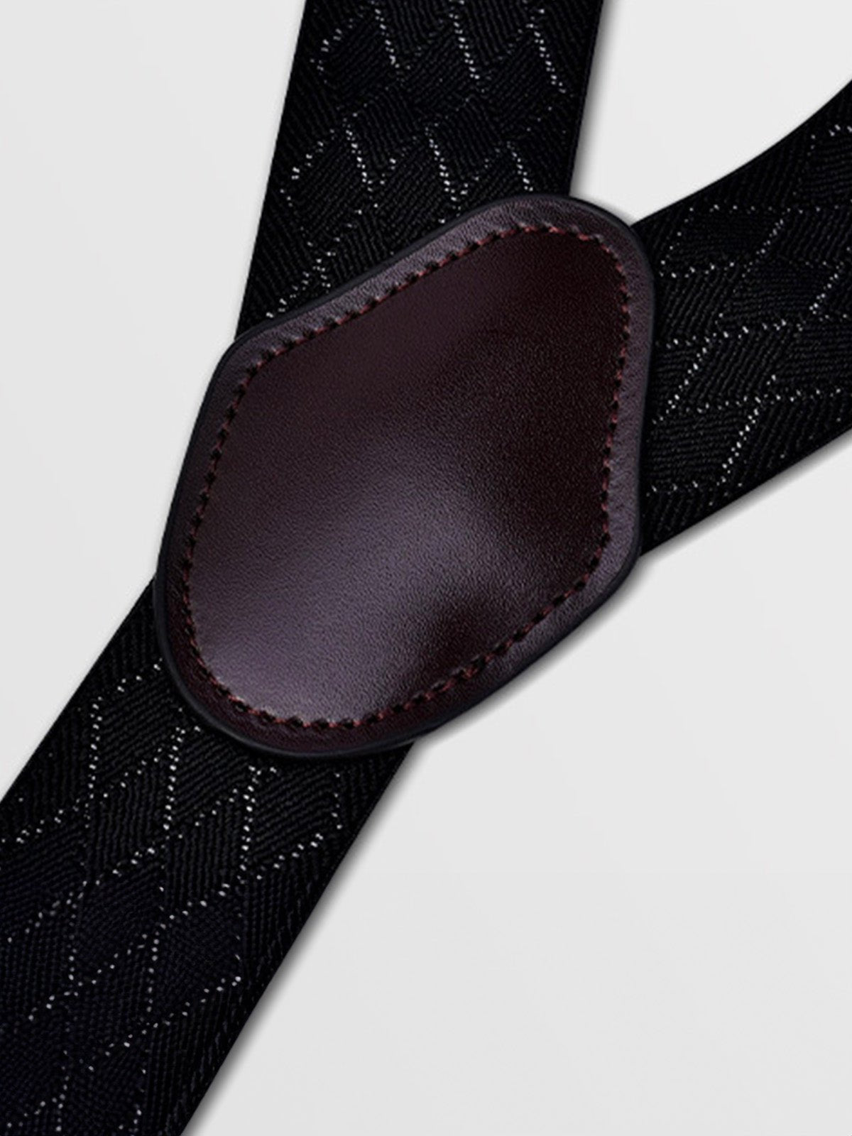 Bretelles homme, style européen, forme Y, double pinces métal, cuir véritable, bande élastique, réglable, motif losange, tenue habillée, accessoire pantalon, modèle Bertrand - Bretelles - Style 11