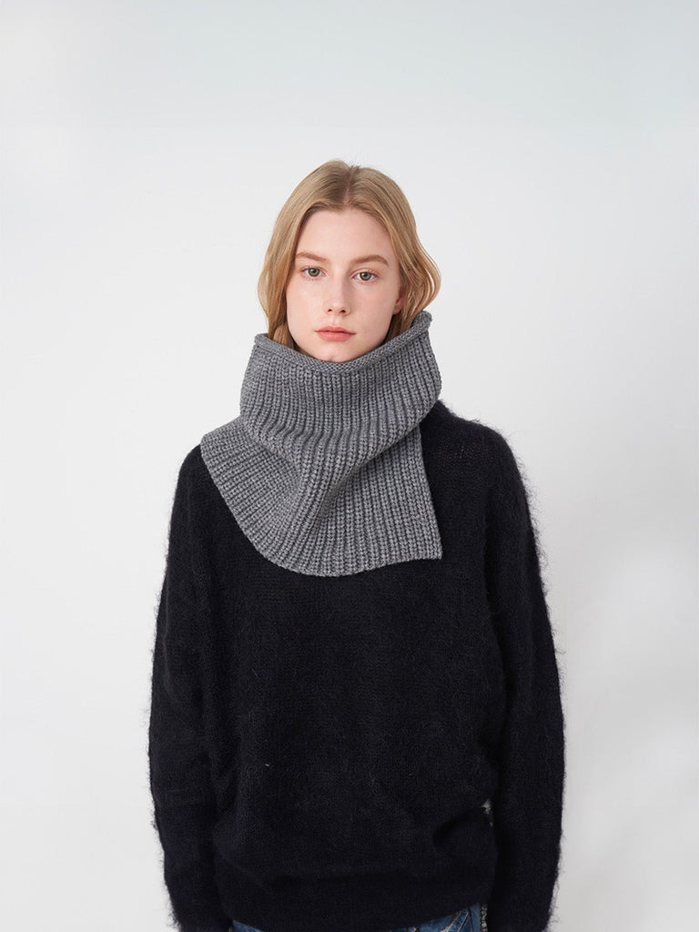 Cache - cou tricoté, doux et chaud, design haut col, unisexe, hiver, confort thermique, protection du cou, style minimaliste, modèle Artémis - Cache - cou - Gris