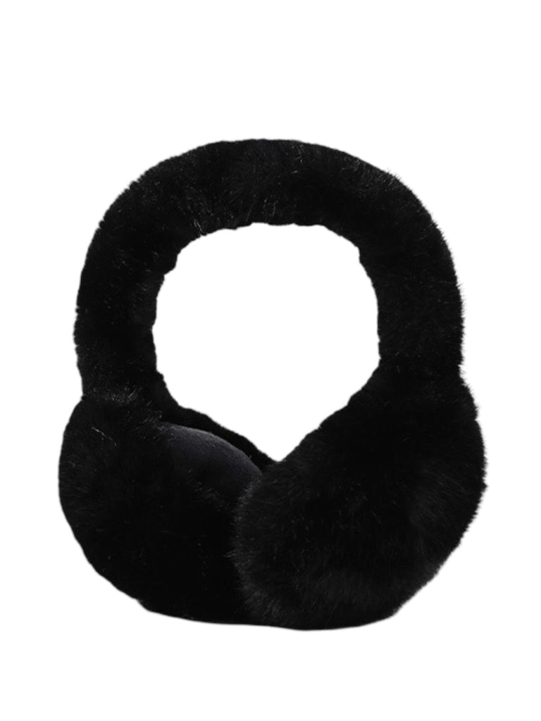 Cache - oreilles doux en fausse fourrure, accessoire chaud pour l’hiver, cache - oreilles pliable et léger, protection contre le froid et le vent, confort moelleux, modèle Jound - Cache - oreilles - Noir