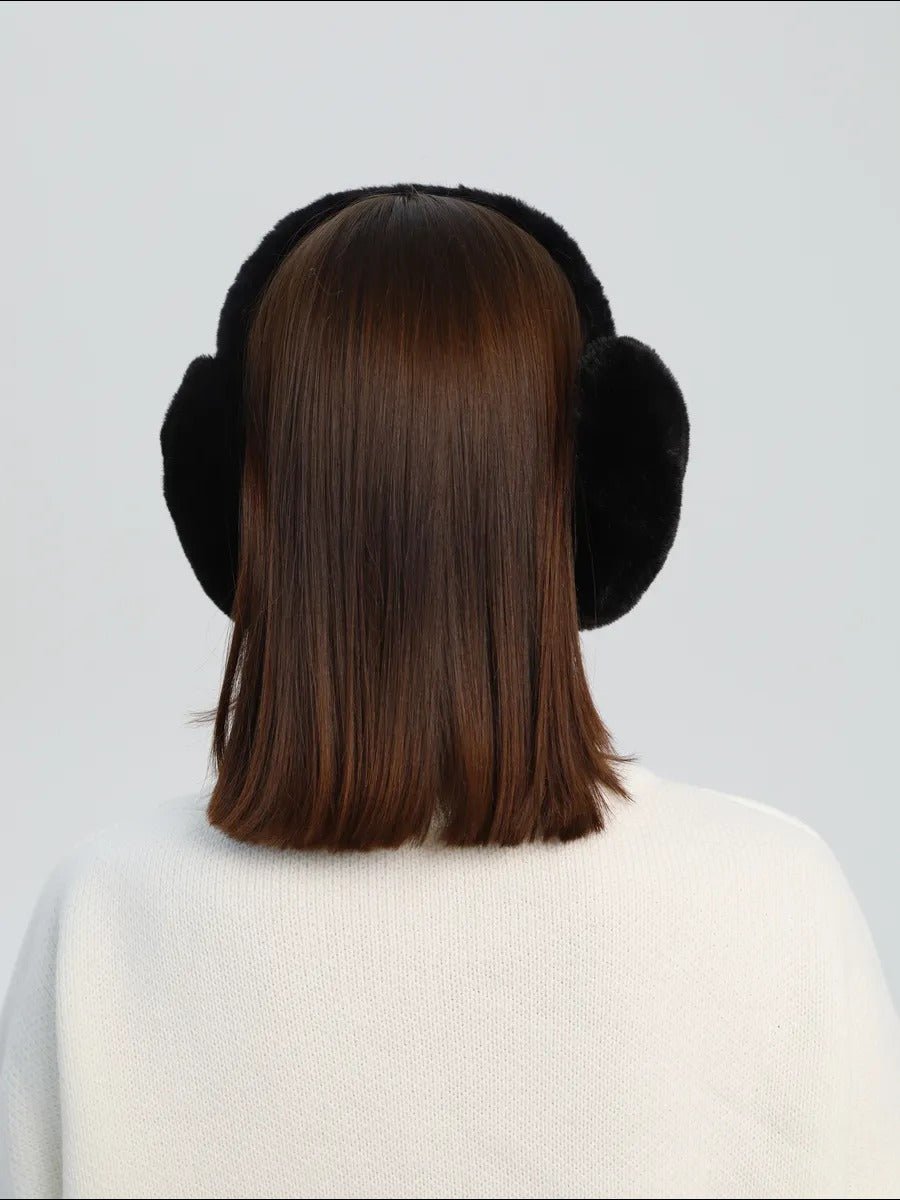 Cache - oreilles doux en fausse fourrure, accessoire chaud pour l’hiver, cache - oreilles pliable et léger, protection contre le froid et le vent, confort moelleux, modèle Jound - Cache - oreilles - Noir