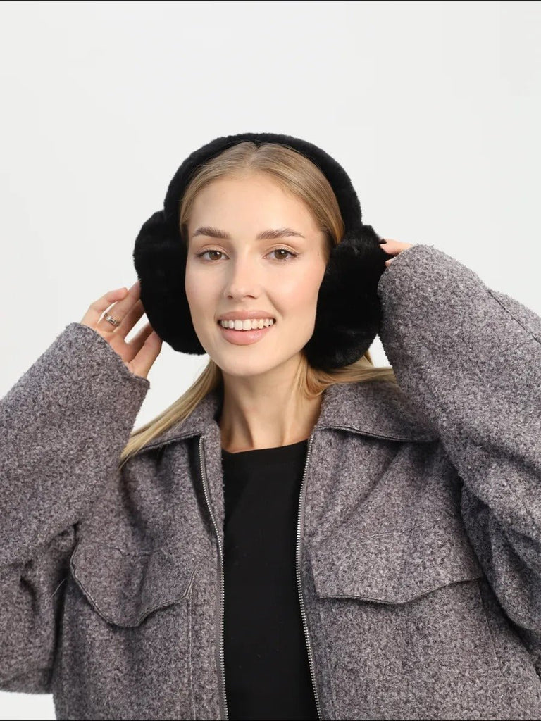 Cache - oreilles doux en fausse fourrure, accessoire chaud pour l’hiver, cache - oreilles pliable et léger, protection contre le froid et le vent, confort moelleux, modèle Jound - Cache - oreilles - Noir