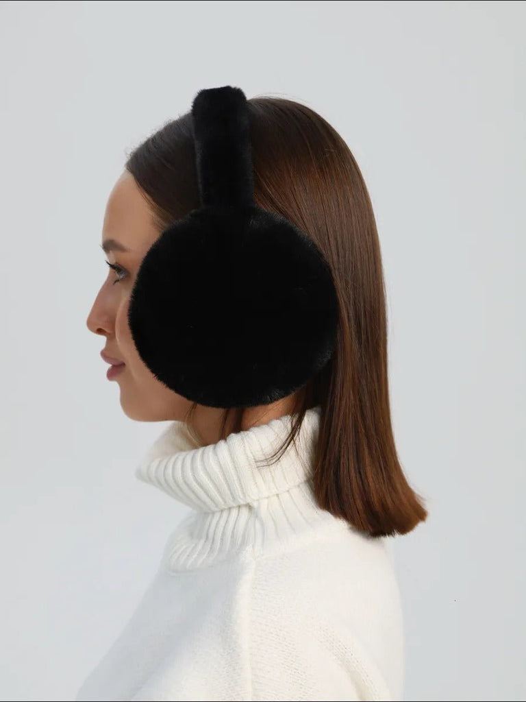 Cache - oreilles doux en fausse fourrure, accessoire chaud pour l’hiver, cache - oreilles pliable et léger, protection contre le froid et le vent, confort moelleux, modèle Jound - Cache - oreilles - Noir