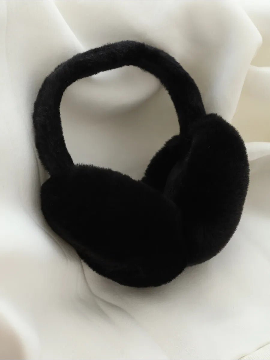 Cache - oreilles doux en fausse fourrure, accessoire chaud pour l’hiver, cache - oreilles pliable et léger, protection contre le froid et le vent, confort moelleux, modèle Jound - Cache - oreilles - Noir