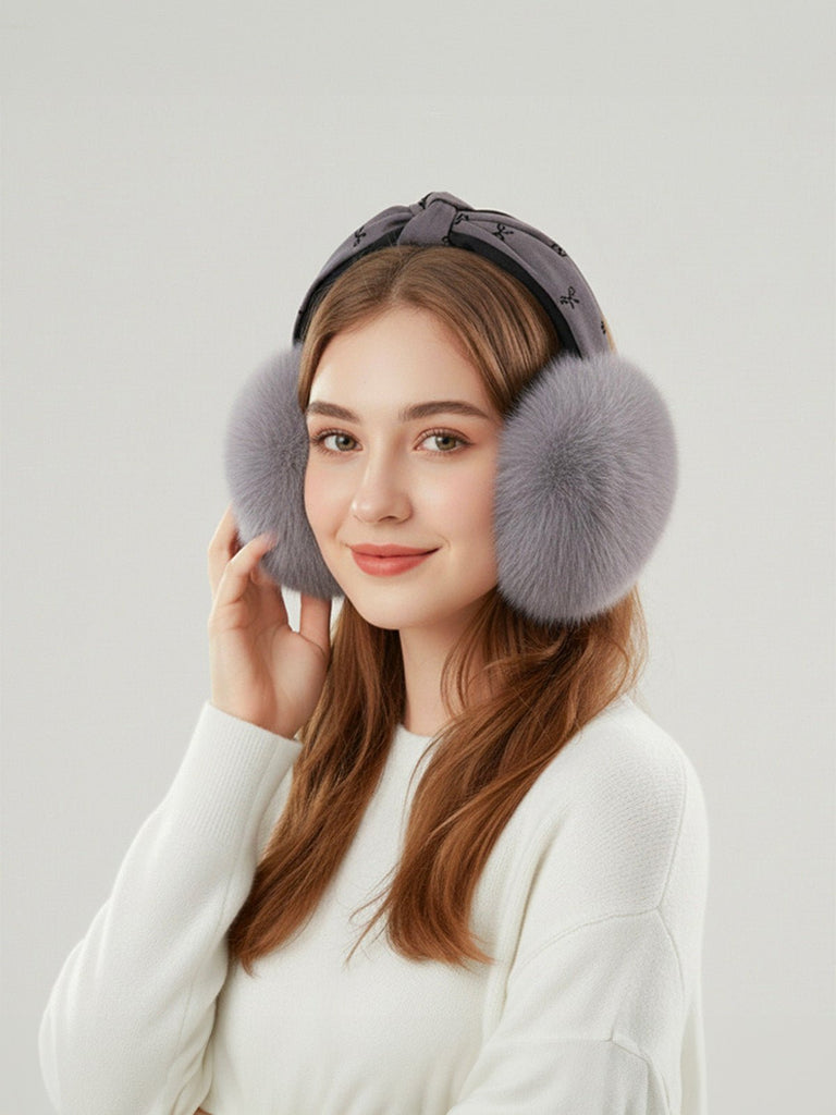 Cache - oreilles doux hiver femme, cache - oreilles chaud pliable, serre - tête en fausse fourrure, cache - oreilles moelleux, protection anti - froid élégante, modèle Josiane - Cache - oreilles - Gris