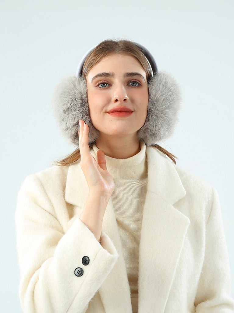 Cache - oreilles femme hiver, doux et chaud, imitation fourrure, pliable et portable, protection anti - froid, confort quotidien, modèle Kevia - Cache - oreilles - Noir