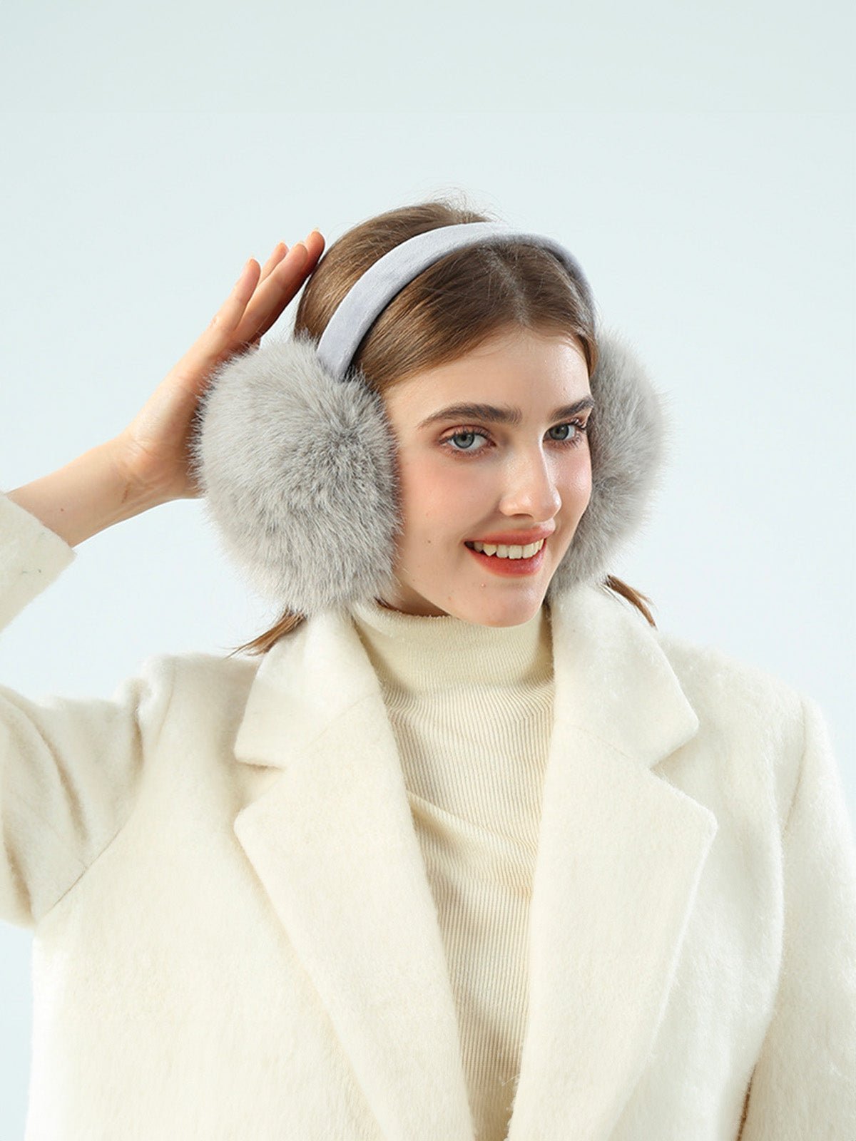 Cache - oreilles femme hiver, doux et chaud, imitation fourrure, pliable et portable, protection anti - froid, confort quotidien, modèle Kevia - Cache - oreilles - Noir