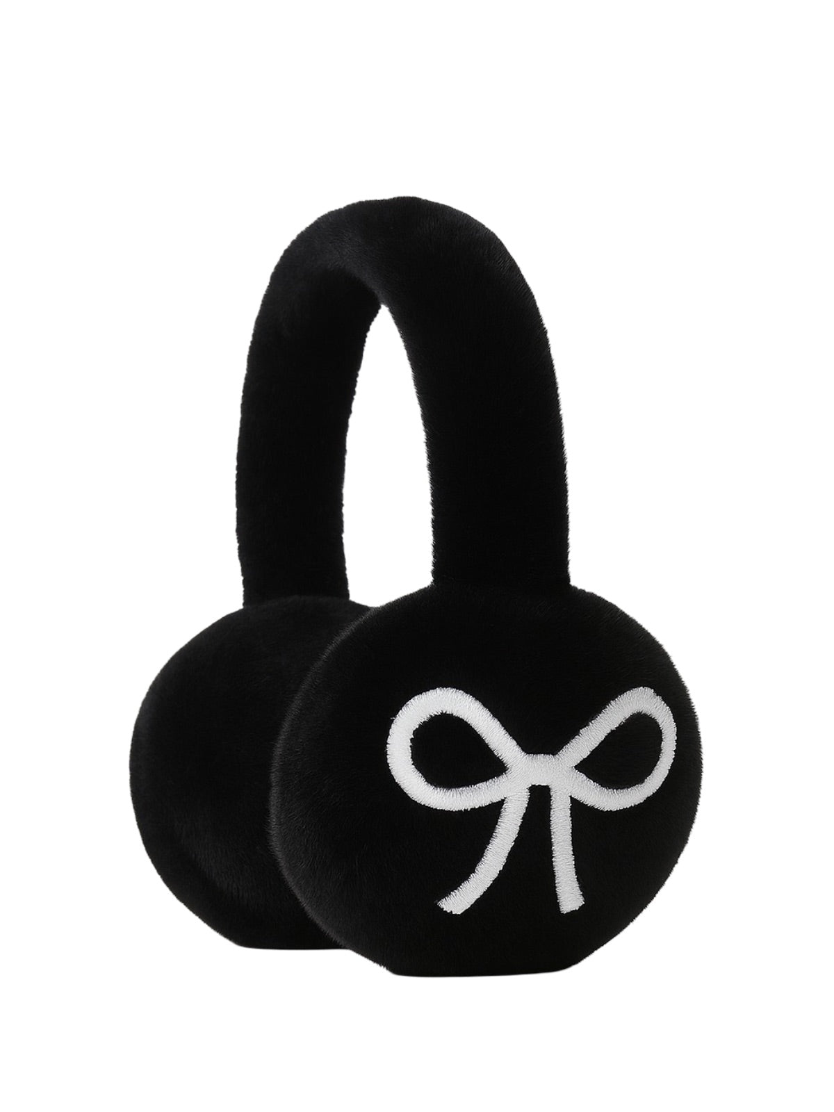 Cache - oreilles femme hiver, fourrure douce éco, motif nœud contrasté, confort thermique, protection vent et froid, accessoire mode cocooning, modèle Diksi - Cache - oreilles - Noir