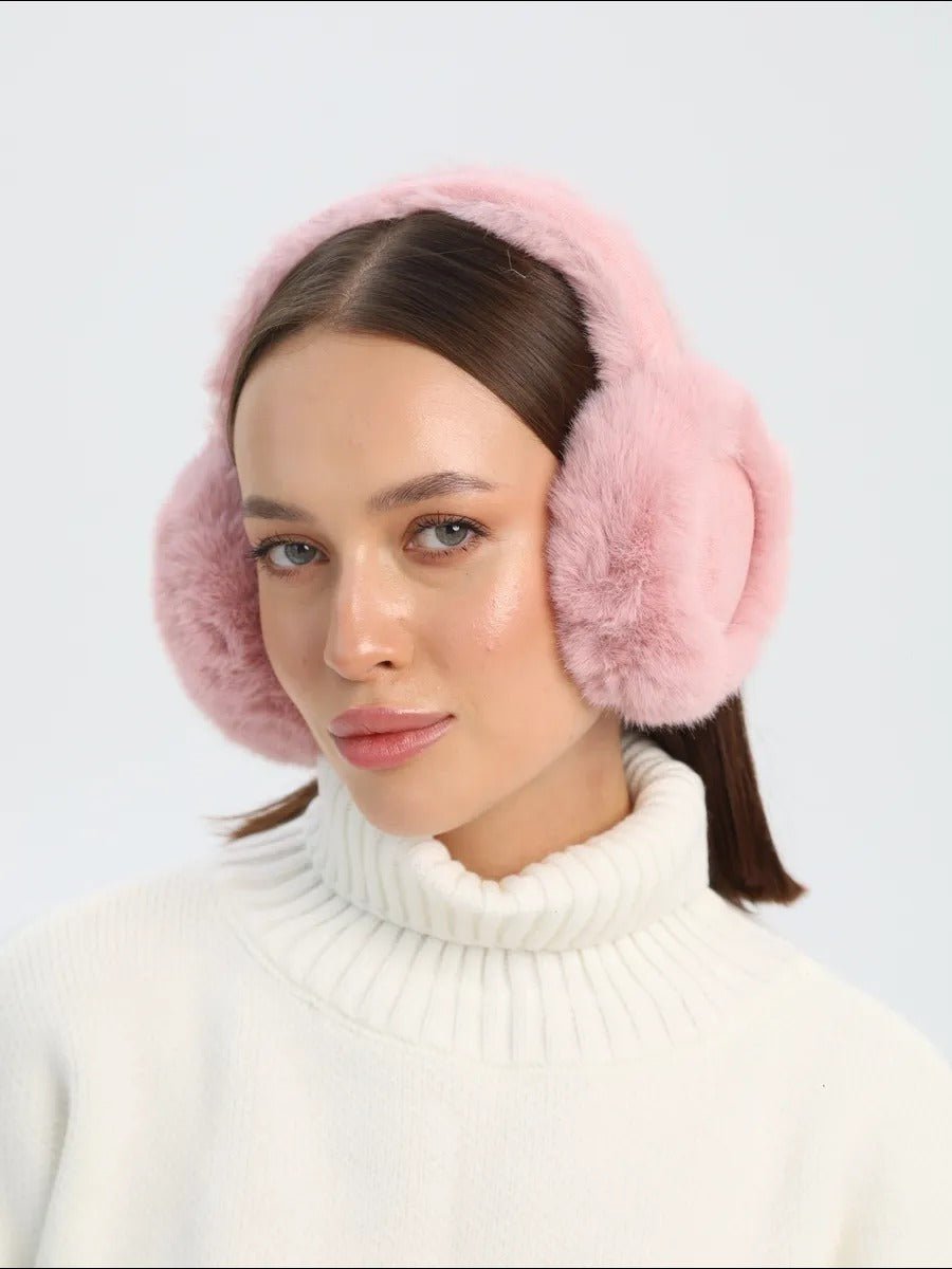 Cache - oreilles hiver femme, oreillettes chaudes, fausse fourrure douce, pliables, confort thermique, anti - froid, protection vent, accessoire mode hiver, modèle Umine - Cache - oreilles - Rose
