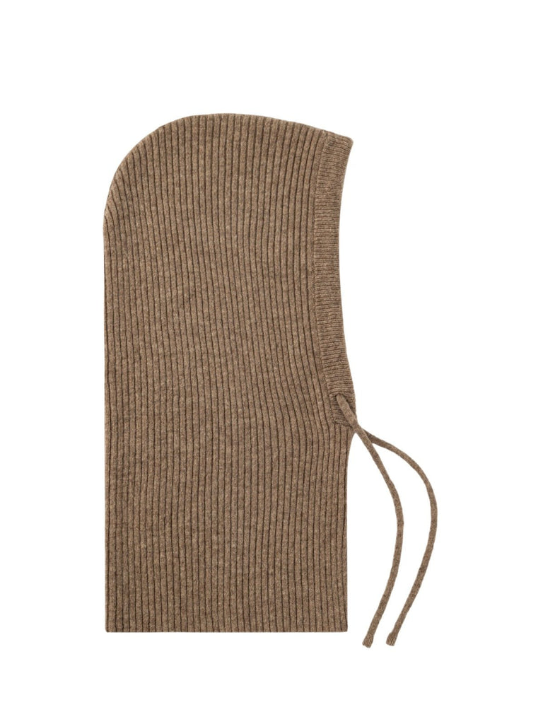 Cagoule en laine premium, bonnet balaclava femme hiver, cagoule tricotée douce, cache - cou chaud, capuche ajustable, modèle Sapharina - Écharpe - Taupe