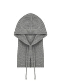 Cagoule en laine premium, bonnet balaclava femme hiver, cagoule tricotée douce, cache - cou chaud, capuche ajustable, modèle Sapharina - Écharpe - Gris