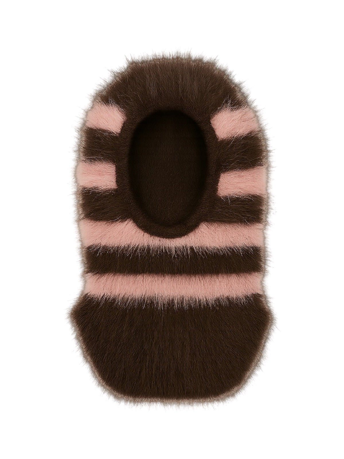 Cagoule tricotée douce en fausse fourrure, unisexe chaude, à rayures, cagoule d’hiver colorée, style streetwear, moelleuse à enfiler, modèle Yénize - Écharpe - Marron