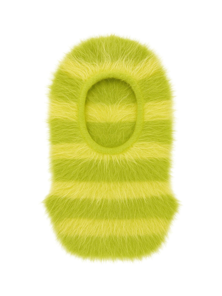 Cagoule tricotée douce en fausse fourrure, unisexe chaude, à rayures, cagoule d’hiver colorée, style streetwear, moelleuse à enfiler, modèle Yénize - Écharpe - Vert