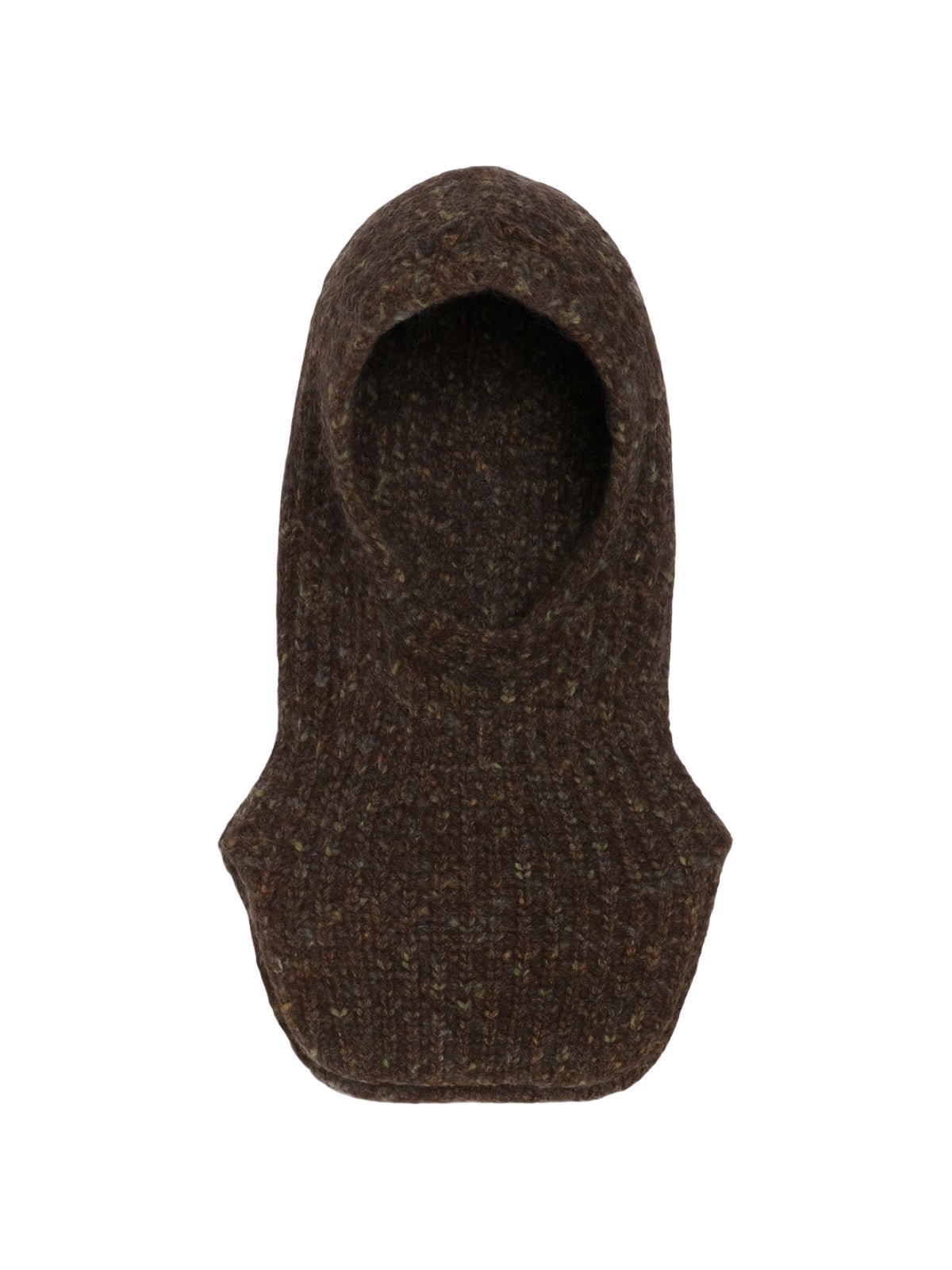 Cagoule tricotée femme hiver, cagoule en laine mélangée douce, capuche col intégrée, balaclava chaude, cagoule sans couture, bonnet cache - cou, modèle Békine - Écharpe - Marron