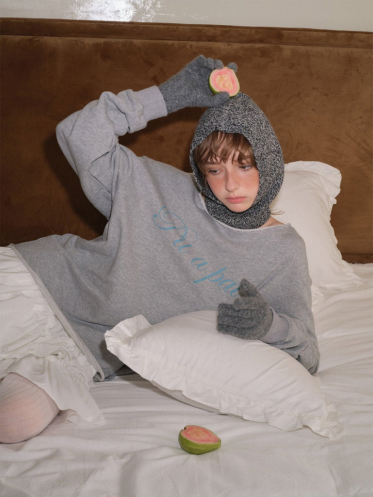 Cagoule tricotée laine et nylon, douce et chaude, bonnet balaclava hiver, design mixte, style streetwear, protection vent et froid, modèle Esmie - Écharpe - Gris