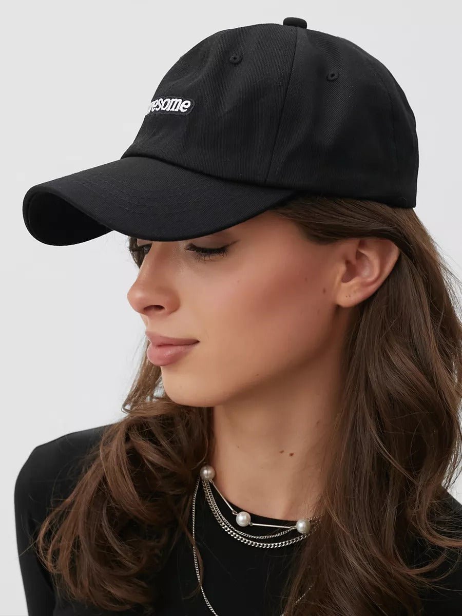Casquette baseball coton brodée Awesome, ajustable, visière courbée, plusieurs couleurs, modèle Volin - Casquette - Noir