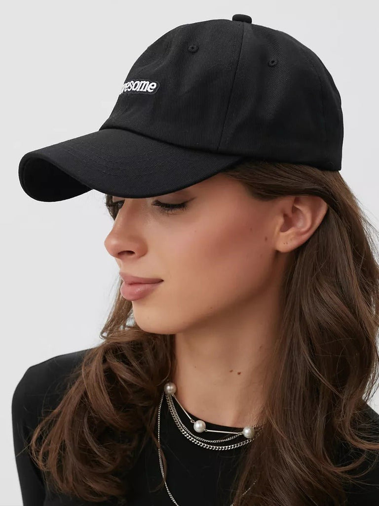 Casquette baseball coton brodée Awesome, ajustable, visière courbée, plusieurs couleurs, modèle Volin - Casquette - Noir