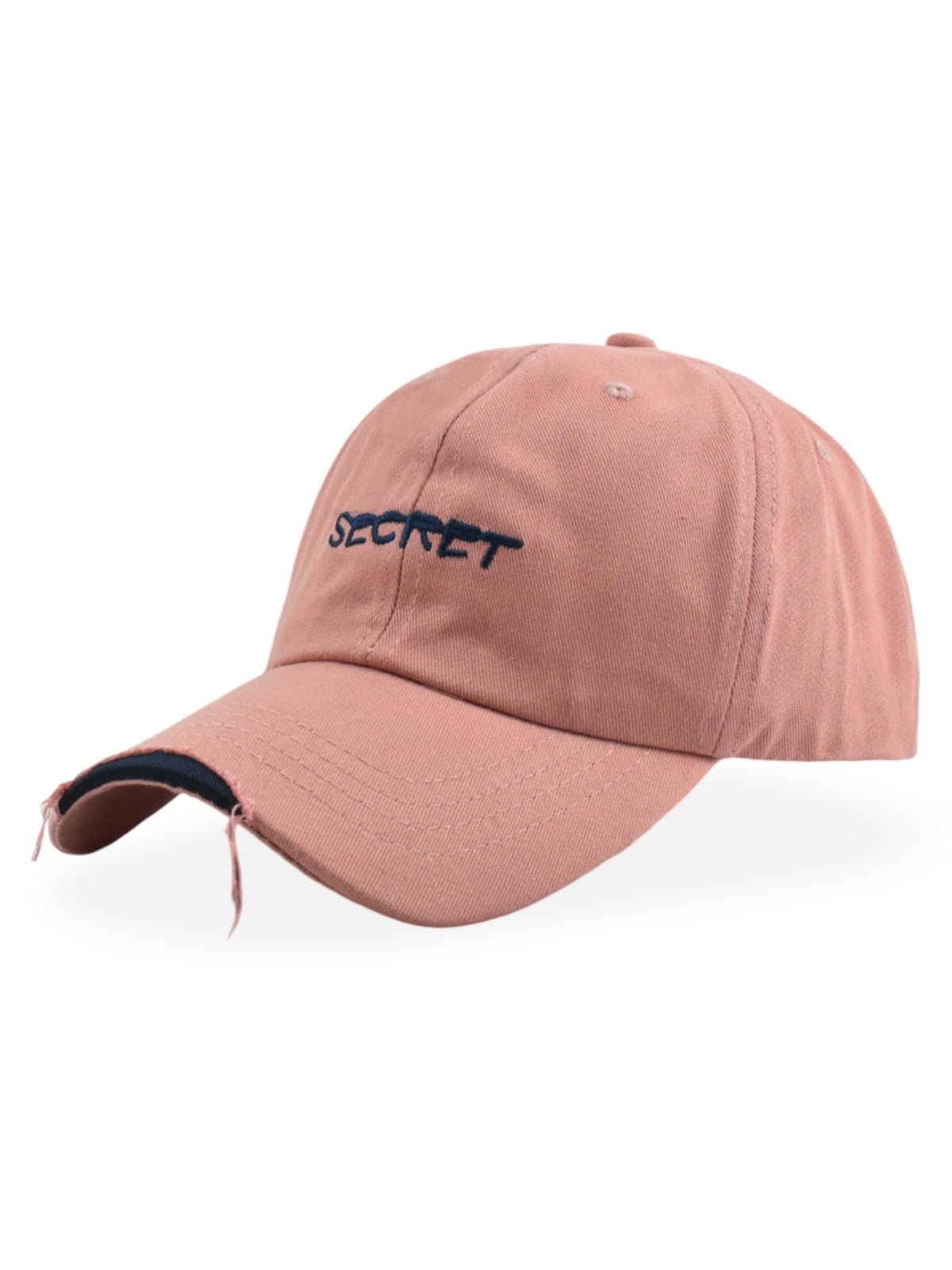 Casquette baseball usée, broderie SECRET, coton respirant, ajustable, style vintage, mixte, modèle Simy - Casquette - Rose